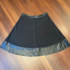 Forever 21 black a-line skirt with leather details, size L